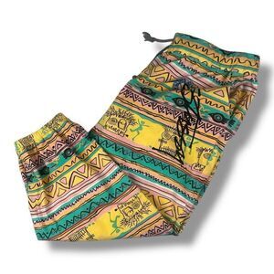 Vintage Stussy 90s Tribal Colorful Cropped Lounge Pants Size Medium